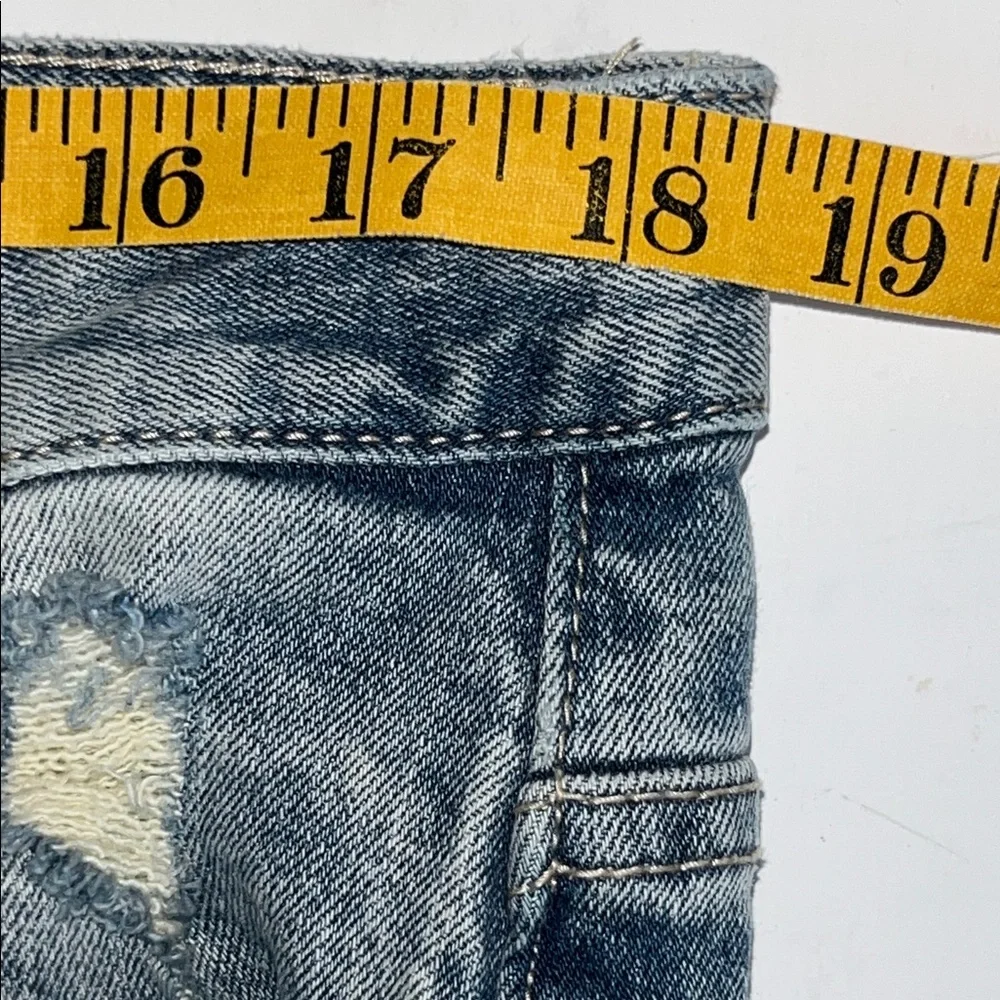 Smoke Rise Distressed Rip Repair Light Blue Men’s Jeans Sz 36x34 Streetwear Edgy - Picture 10 of 12